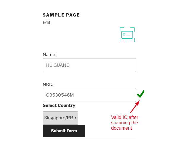 Valid IC After Scanning The Document
